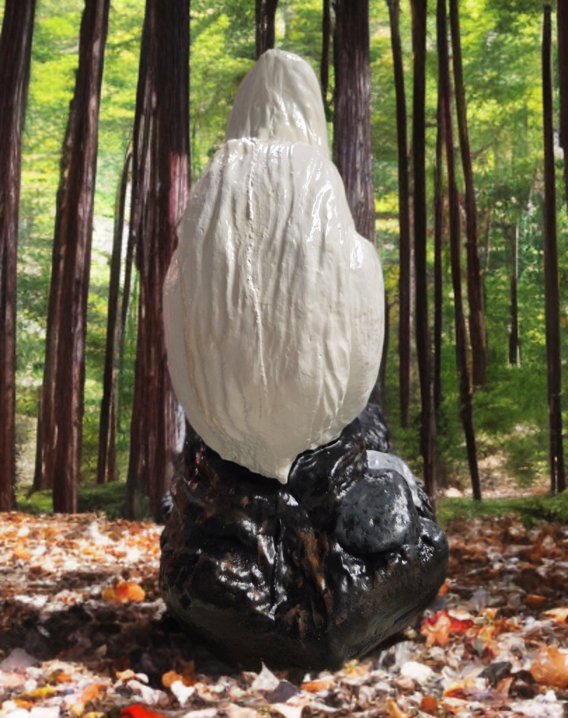 Figurine Cement - Giant White Squirrel Garden Statue on a Log - Handcrafted Concrete Outdoor Decor