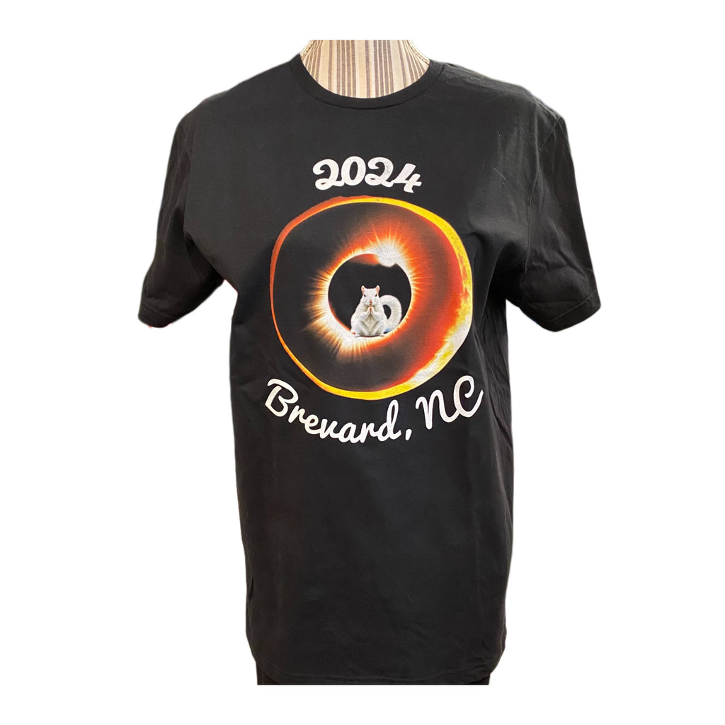 T-Shirt - For Adults - Unisex Crew Neck, Relaxed Fit White Squirrel Eclipse 2024 T-Shirt