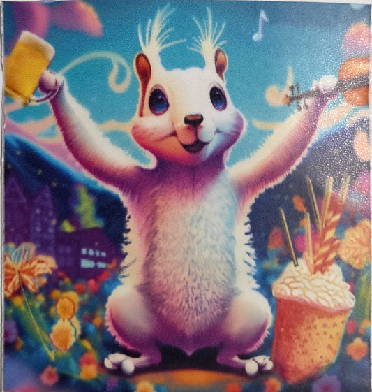 Decal/Sticker - White Squirrel Party - Mini 2" Square - Waterproof