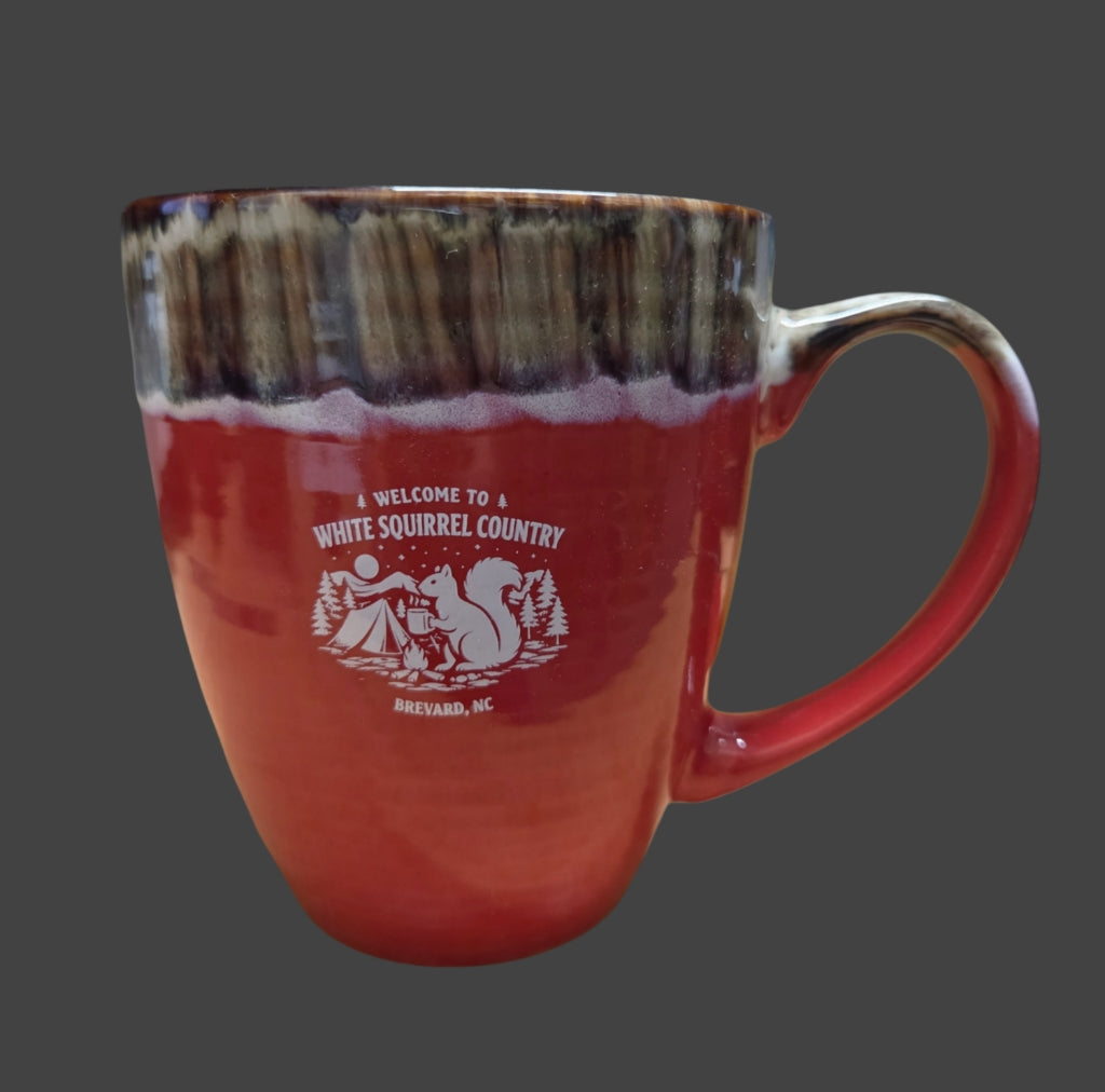 Drinkware - Water Color Drip Ceramic White Squirrel Mug 17 Oz. in two colors