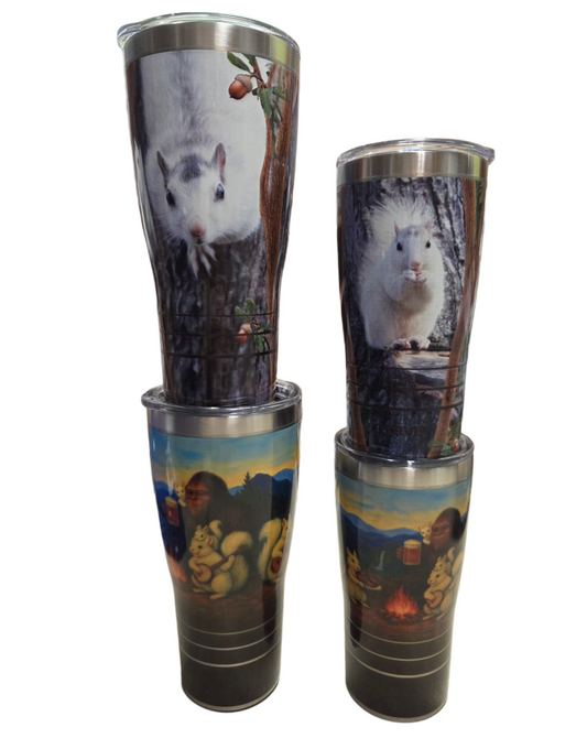 Drinkware - Tervis - Stainless Steel Sasquatch, White Squirrel, Blue Ridge Mtns., Waterfall, Music and Campfire for Brevard and Transylvania County