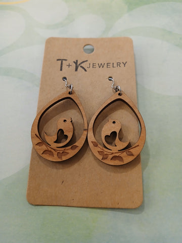 Earrings - Wood - Songbird - Local Made