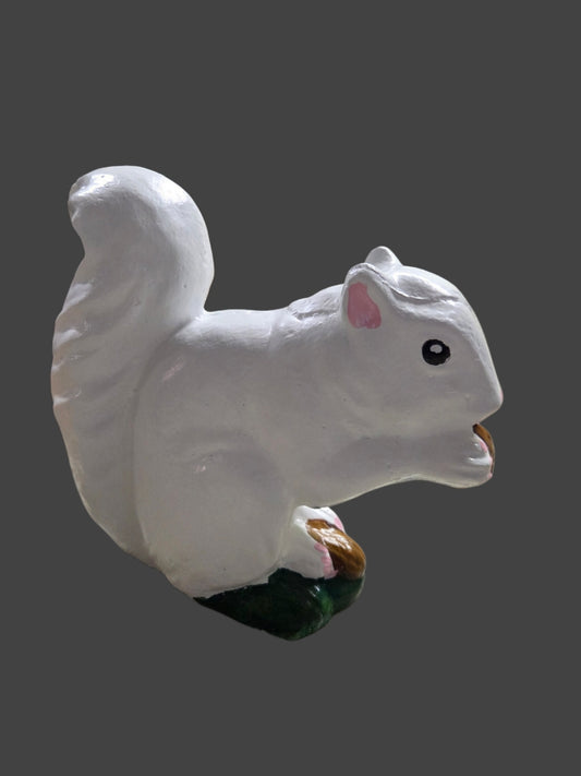 Figurine - Cement Small Squirrel Posing with Acorn - Garden Statue