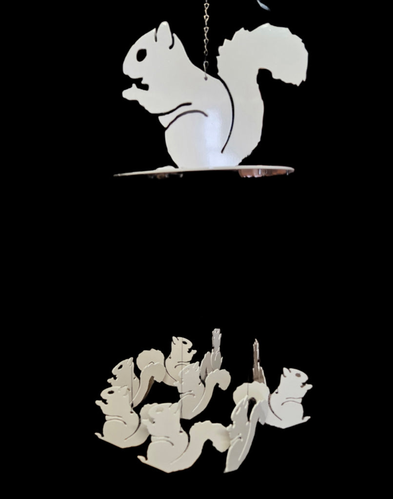 Garden Art - Steel Mobile Windchime - Sasquatch and White Squirrel
