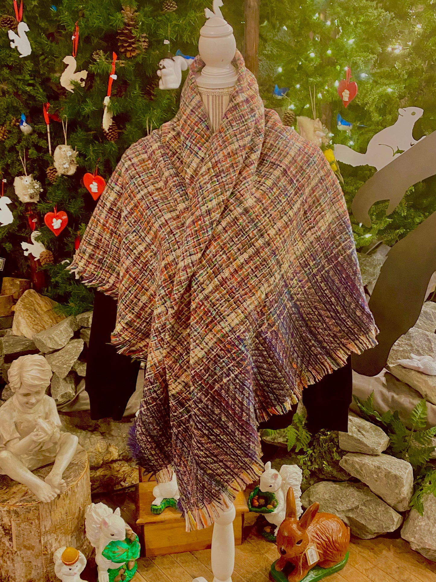 Scarf - Blanket Scarf with Striped Plaid Pattern