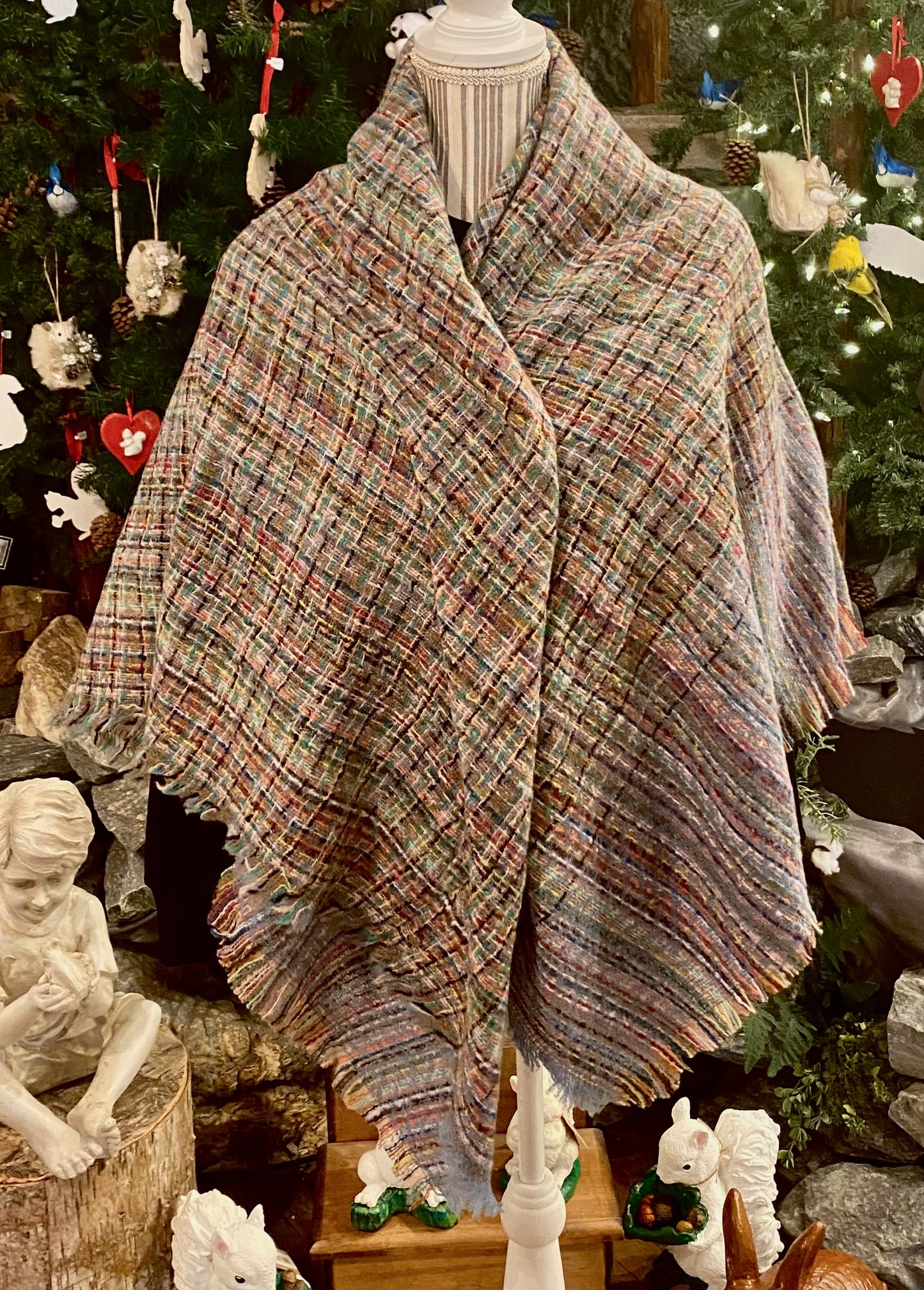 Scarf - Blanket Scarf with Striped Plaid Pattern