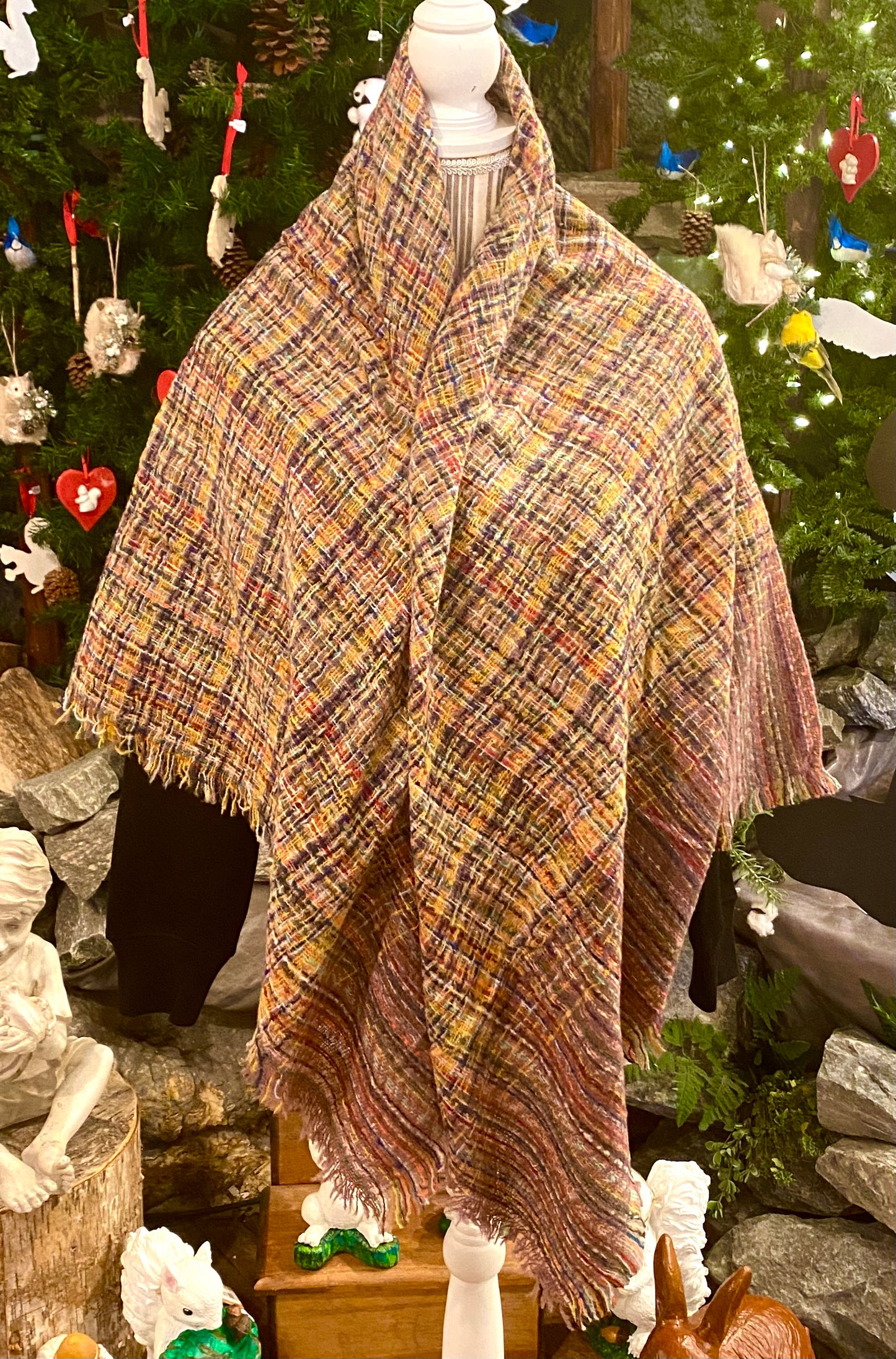 Scarf - Blanket Scarf with Striped Plaid Pattern