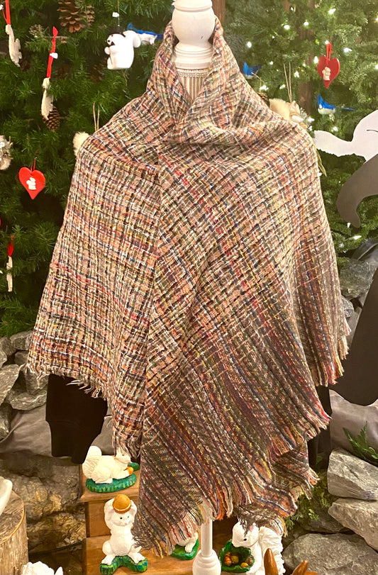 Scarf - Blanket Scarf with Striped Plaid Pattern