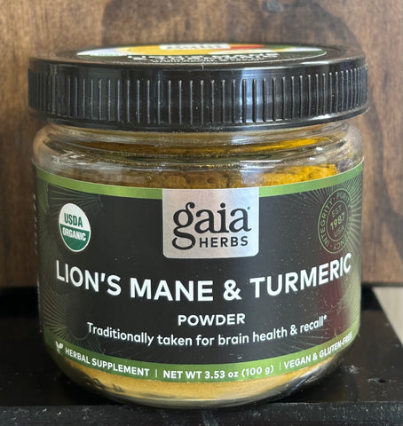 Gaia Herbs - Lion's Mane & Turmeric Powder - Brain & Cognitive Support *
