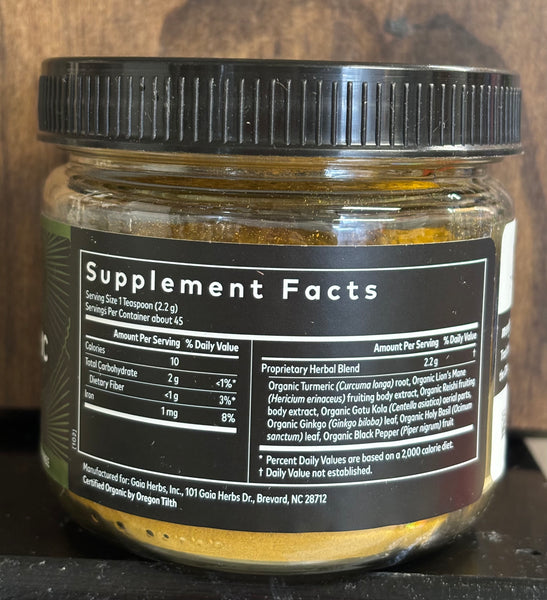 Gaia Herbs - Lion's Mane & Turmeric Powder - Brain & Cognitive Support *