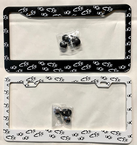 License Plate Holder/Frame - Custom-Made with our White Squirrel Paw Prints