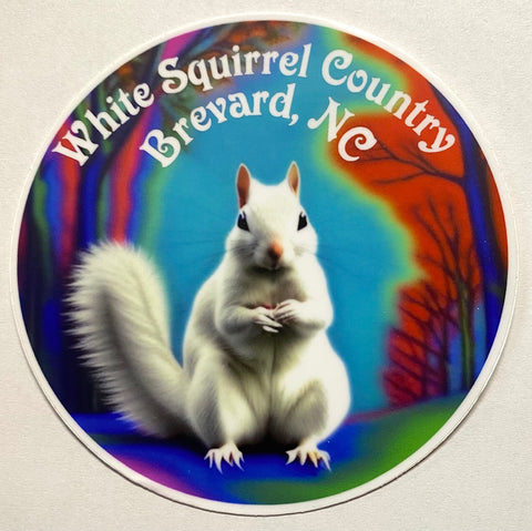 Decal/Sticker - Round Psychedelic "White Squirrel Country.....Brevard, NC" - 4" Circle