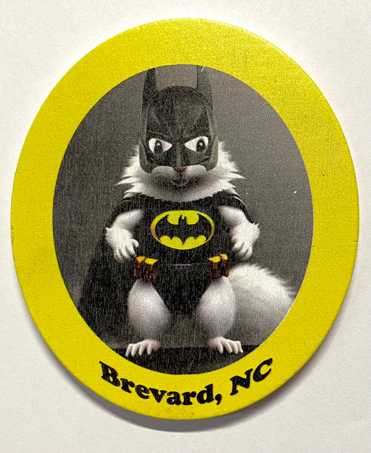 Magnet - Laser - Batman White Squirrel & Brevard, NC - Oval 4" x 3-1/2"