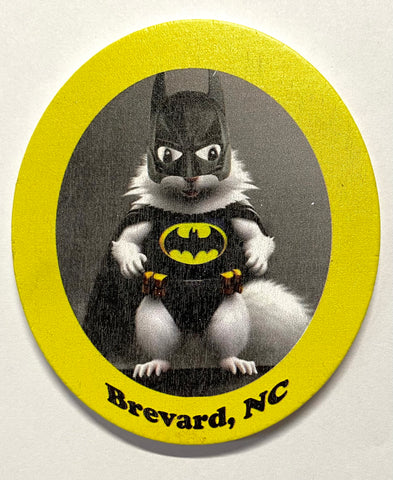 Magnet - Laser - Batman White Squirrel & Brevard, NC - Oval 4" x 3-1/2"