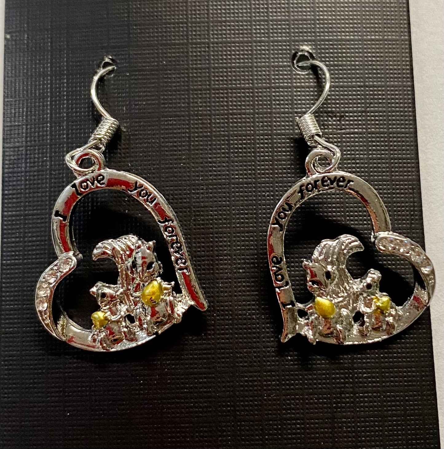 Jewelry - Earrings - Squirrel Inside Heart Engraved with I Love You Forever