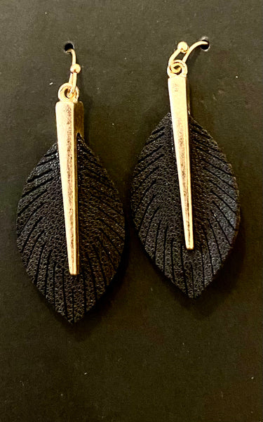 Jewelry - Earrings - Faux Leather Feather Dangle Earring