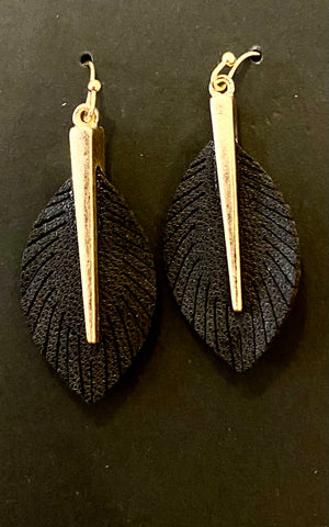 Jewelry - Earrings - Faux Leather Feather Dangle Earring