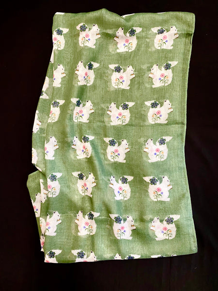 Clothing Accessory - Soft Scarf with Floral White Squirrel Motif