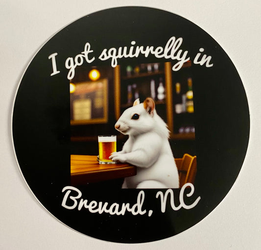 Decal/Sticker - I Got Squirrelly in Brevard, NC - 2" Mini Round - Waterproof