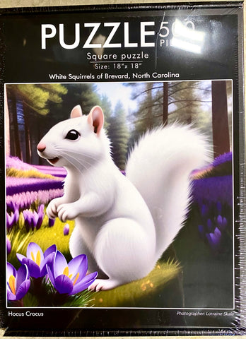 White Squirrel Puzzle - 18" x 18" - 500 Pieces - "Hocus Crocus"
