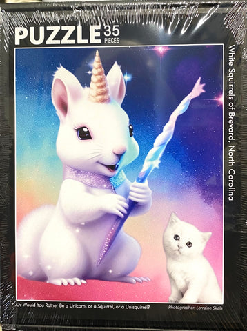 White Squirrel Puzzle - For Children - 8" x 10" - 35 Pieces - "Or Would You Rather Be a Unicorn, or a Squirrel, or a Unisquirrel"?"