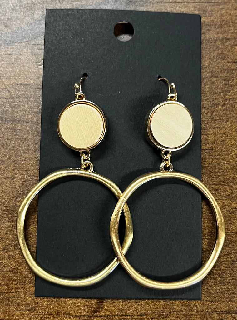 Jewelry - Earrings - Double Layered Wood and Hoop Earrings