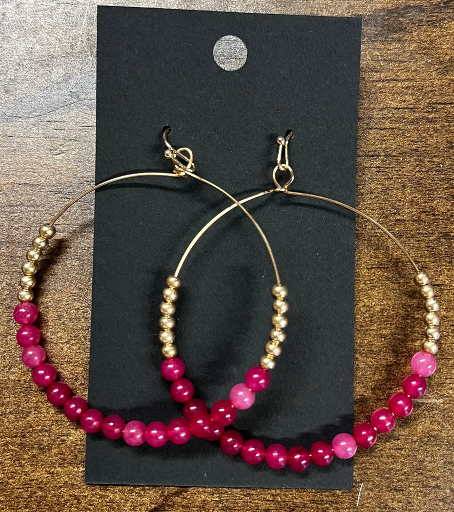 Jewelry - Earrings - Natural  Stone Hoop Earrings
