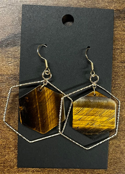 Jewelry - Earrings - Hexagon Natural Stone Earrings