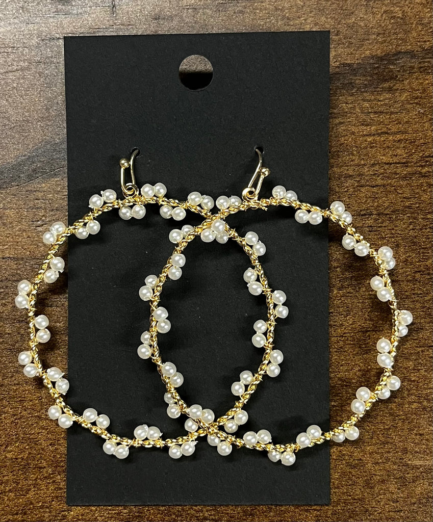Jewelry - Earrings - Pearl Wrapped Hoop Earrings