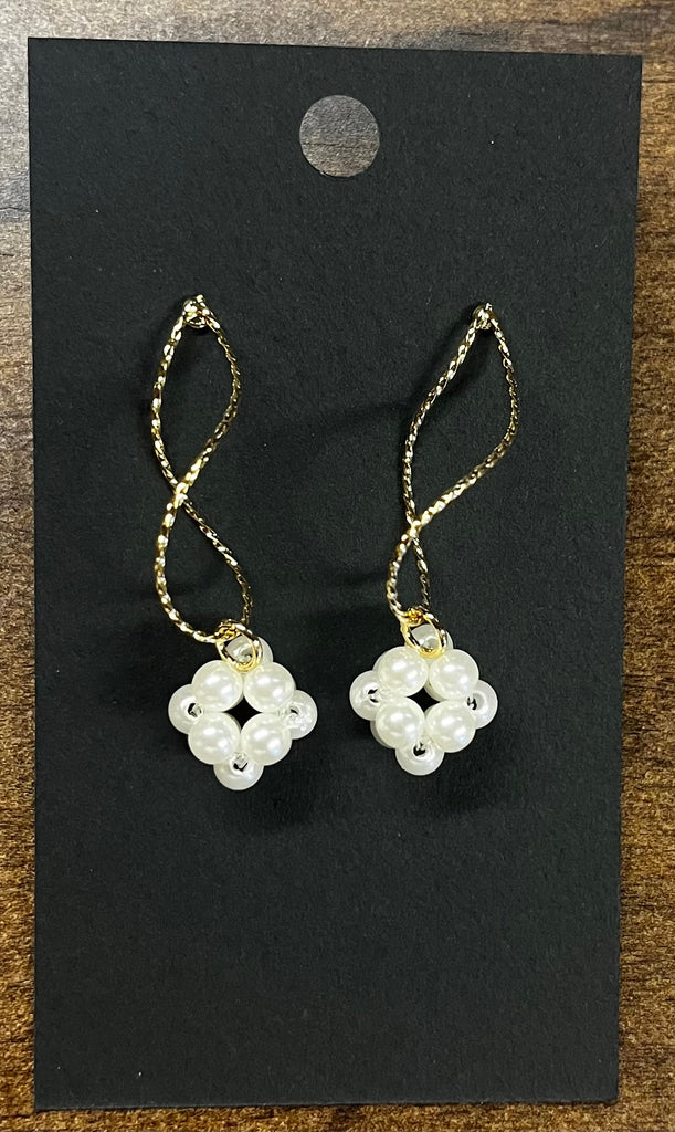 Jewelry - Earrings - Pearl Beaded Cluster Twisted Hoop Drop Earrings