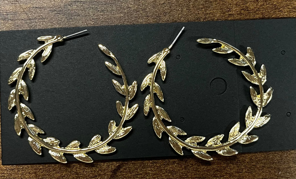 Jewelry - Earrings - Metal Leaf Hoop earrings