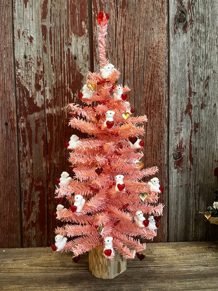 Valentines Tree with White Squirrels and Red Hearts - Large Size