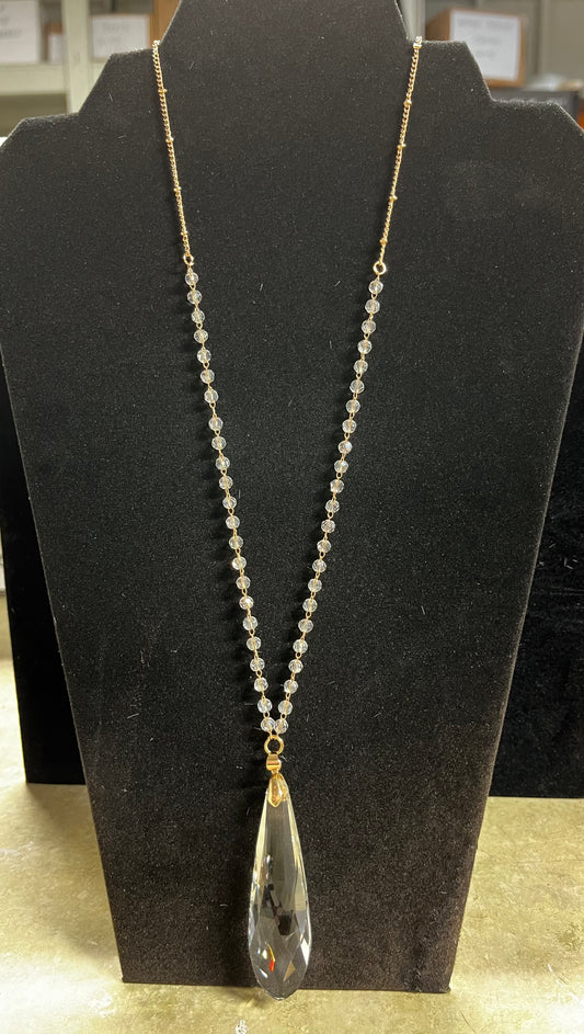 Jewelry - Necklace - Glass Crystal Beaded Chain Pendant
