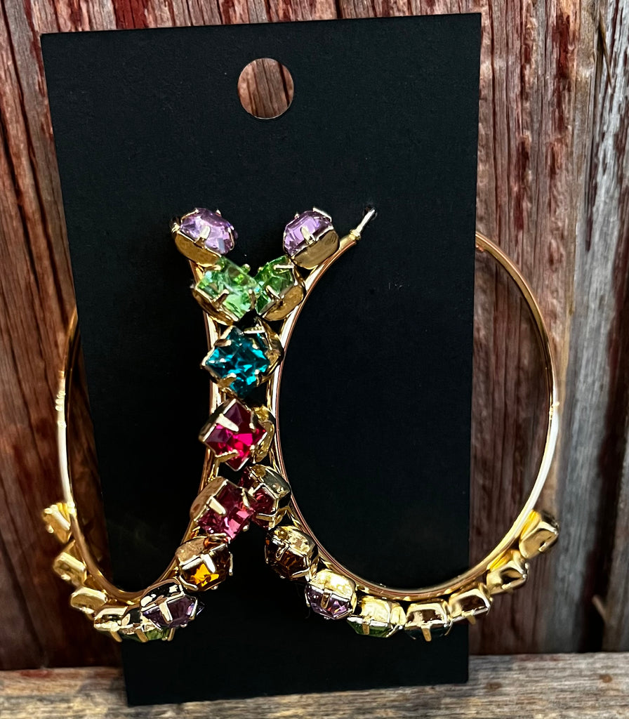 Jewelry- Color Stone Hoop Earrings