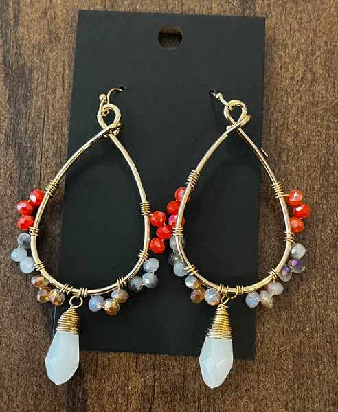 Jewelry- Glass Faceted Beaded Teardrop Earrings