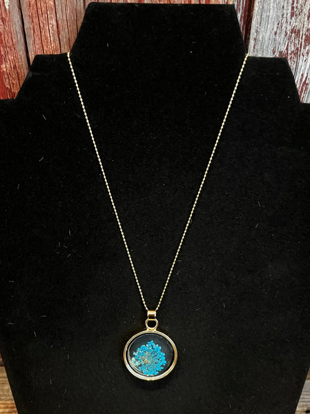 Jewelry- Pressed Flower Disk Drop Necklaces