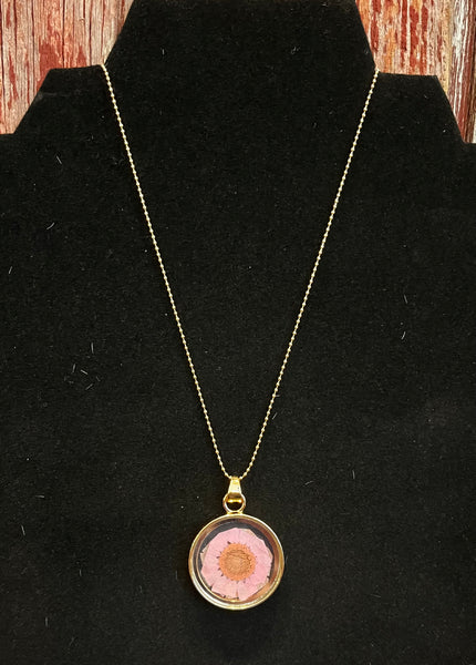 Jewelry- Pressed Flower Disk Drop Necklaces
