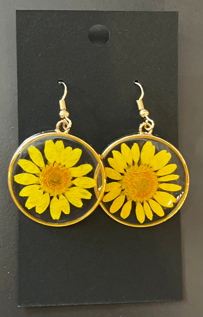 Jewelry - Earrings - Pressed Flower Acrylic Disc Earrings