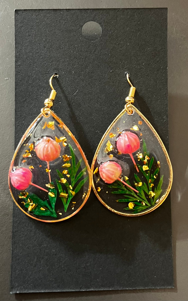 Jewelry - Earrings - Pressed Flower Acrylic Dangle Earrings