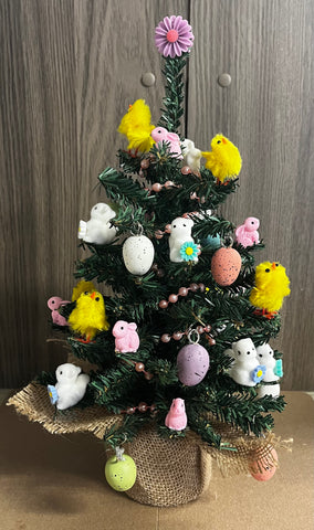 Easter Tree with White Squirrels and Easter Decor - Small Size