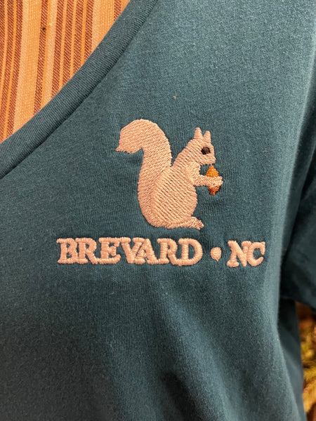 Clothing- Boyfriend V-Neck Tee with Embroidered White Squirrel