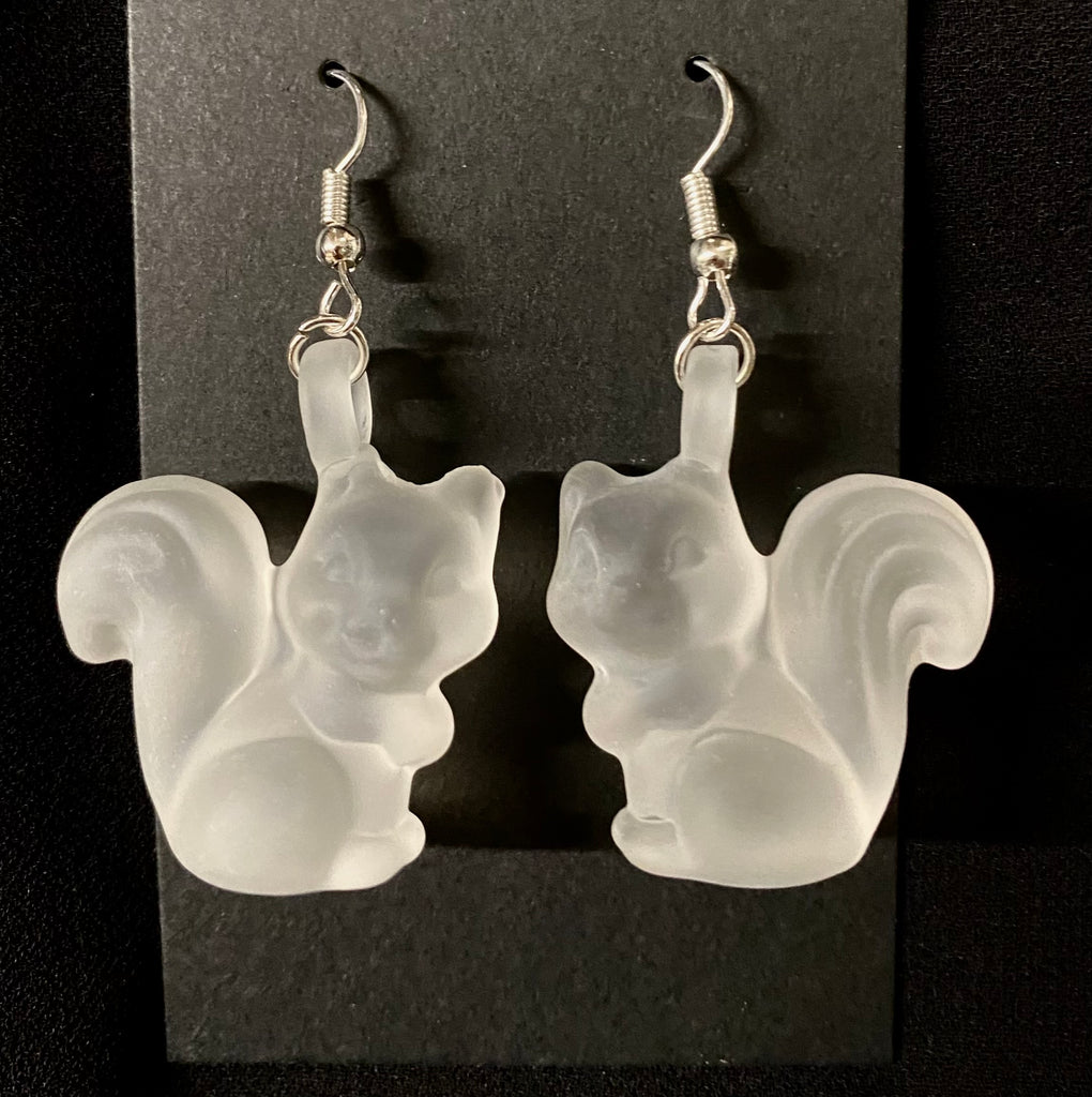 Jewelry - WHITE SQUIRREL Frosted White Glass Earrings