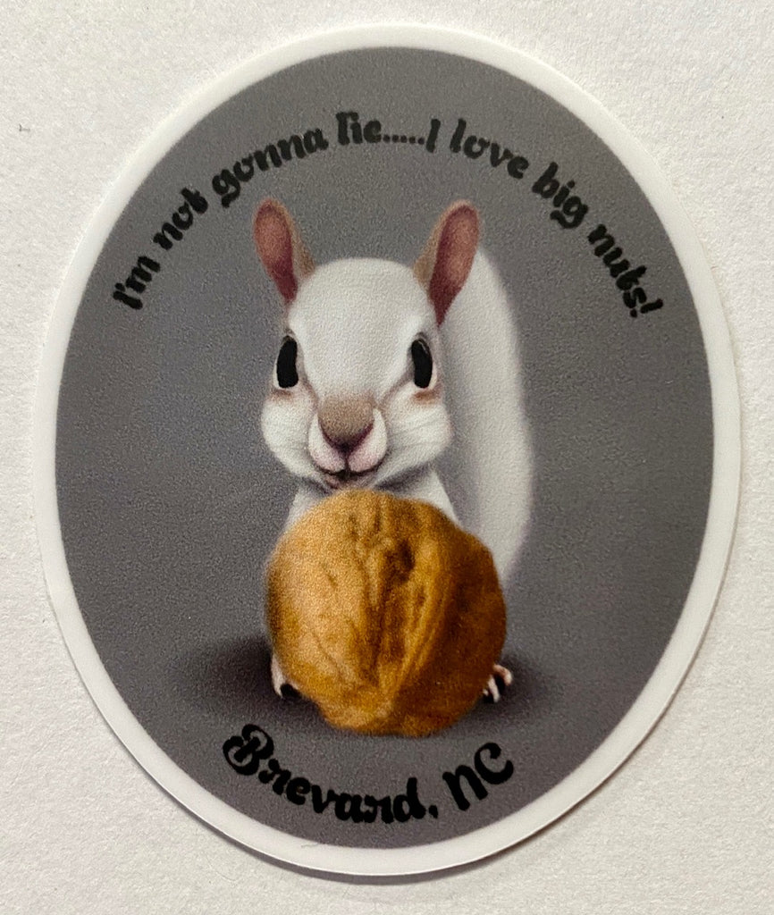 Mini Decal - Oval Vinyl Waterproof "I Like Big Nuts" White Squirrel