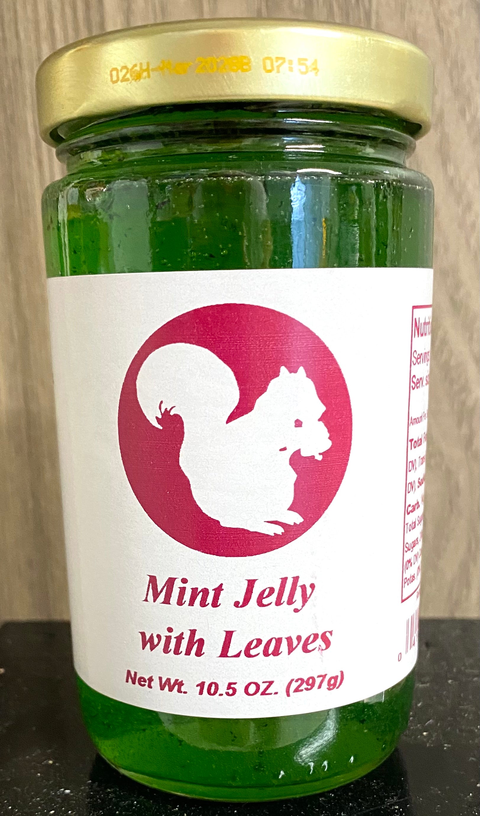 The White Squirrel Shoppe Mint Jelly with Leaves 10.5 oz.