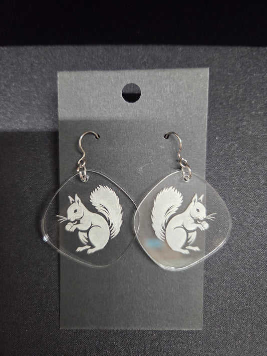 Jewelry - Earrings - Acrylic - White Squirrel - Local Made