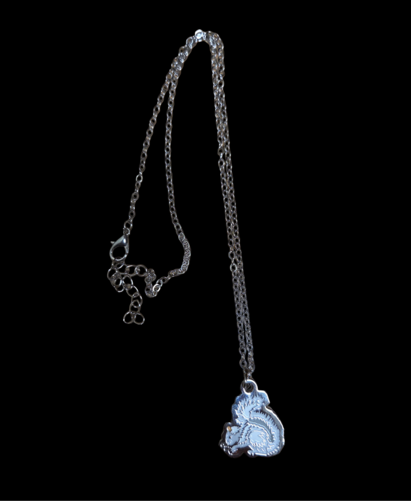 Jewelry - Necklace, Earrings or Set - Metal White Squirrel with Holding an Acorn & Brevard, NC
