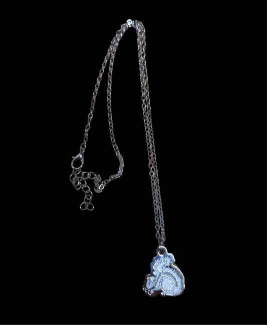 Jewelry - Necklace, Earrings or Set - Metal White Squirrel with Holding an Acorn & Brevard, NC