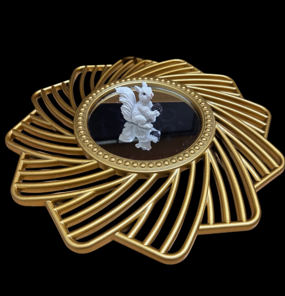 Jewelry Tray Ring Holder with Mirror and White Squirrel in Assorted Designs