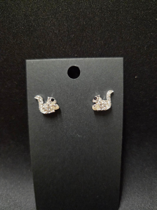 White Squirrel Rhinestone Studs earring featuring a Pearl Acorn. For pierced ears.
