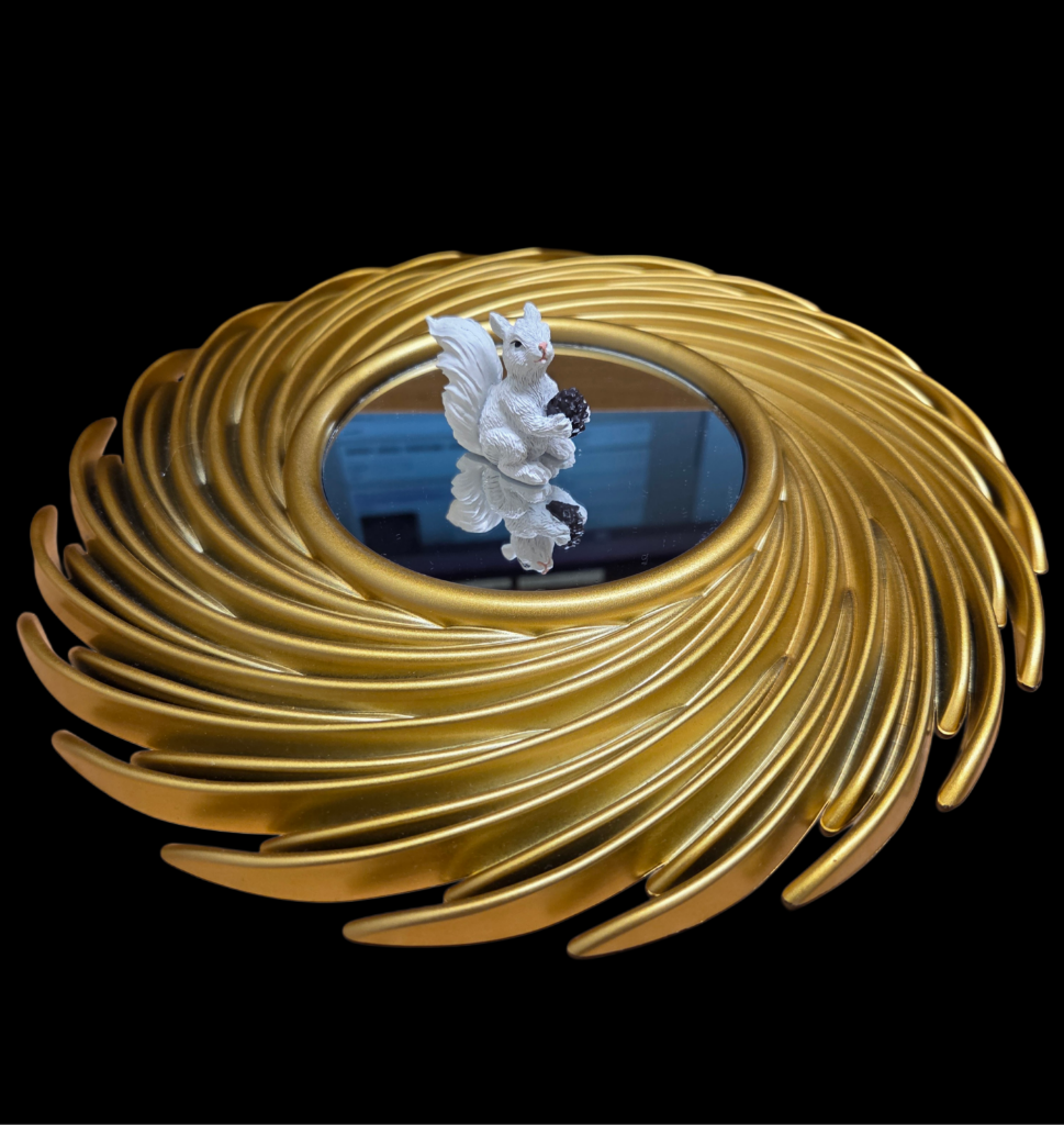 Jewelry Tray Ring Holder with Mirror and White Squirrel in Assorted Designs